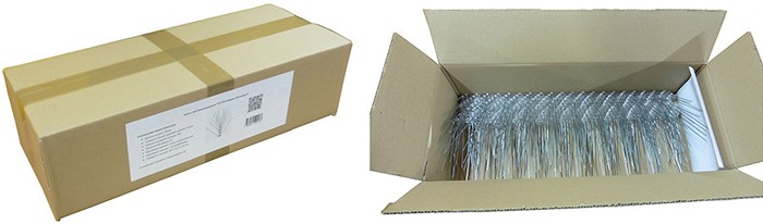 Внутри каждой картонной упаковки: 10 аккуратно уложенных секций с шипами и бумажная инструкция по эксплуатации