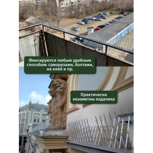 Шипы противоприсадные для отпугивания птиц "Ёж стандарт" (комплект 5 шт.)